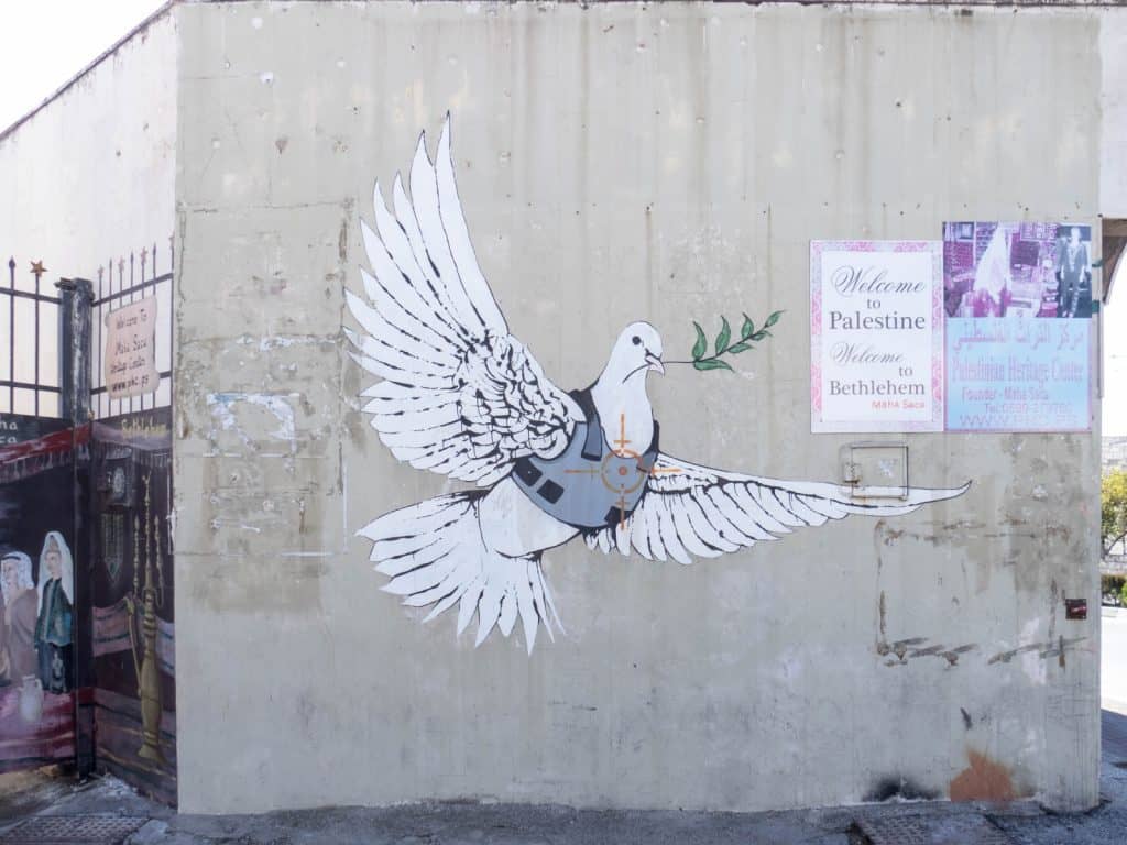 Banksy: Armored Dove, Bethlehem, Palestine (2017-01-11)