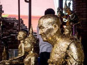 Gilded Buddha at Wat Chaimonkhon, Ayutthaya, Thailand (2017-04)