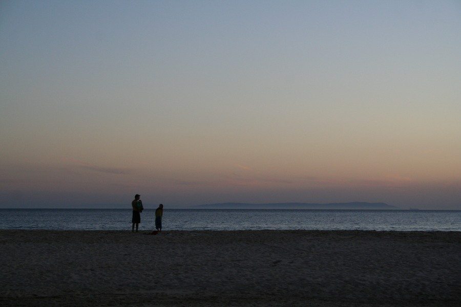 Sunset at the beach at Mediterranean sea from Tarifa beach. Spain (2011-10)