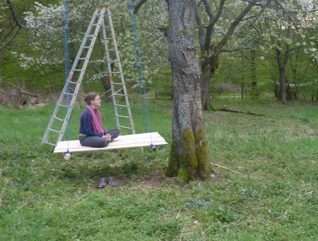 Carola on a swing, Germany (2014-04)