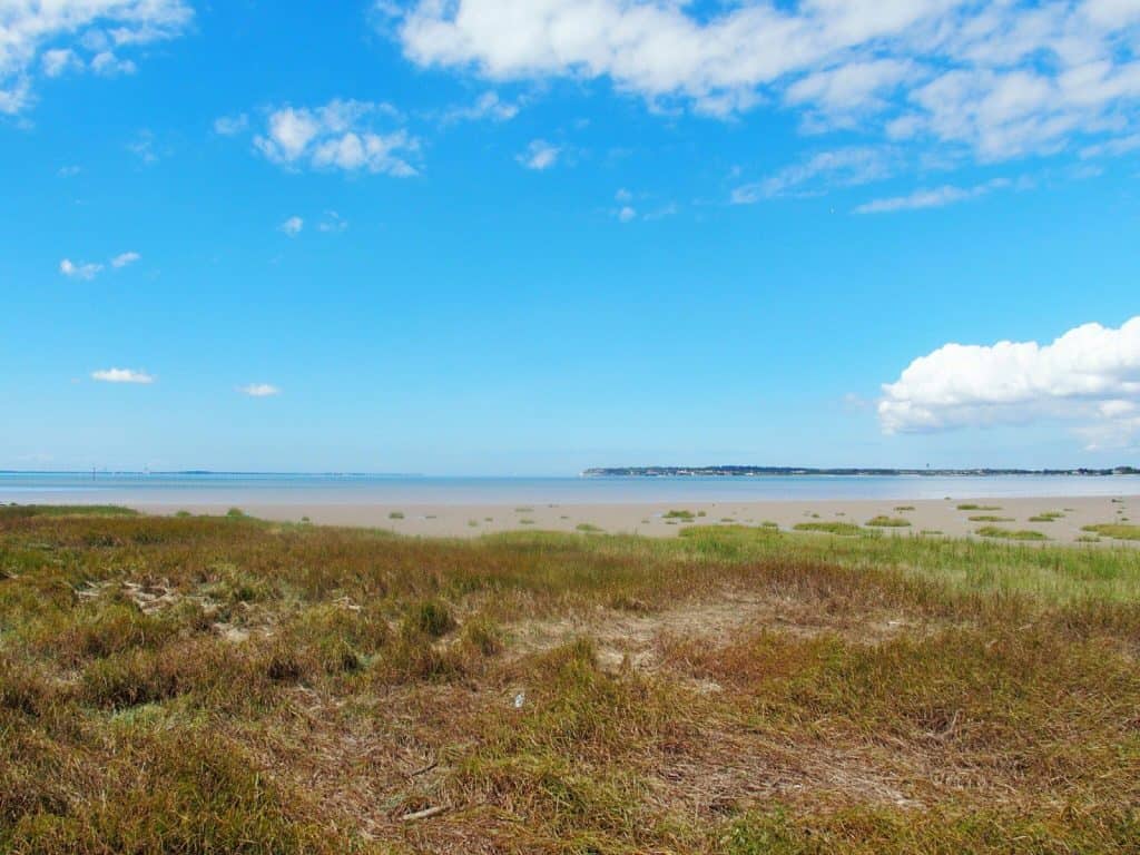 The sea in the distance and blue sky, France (2014-08)