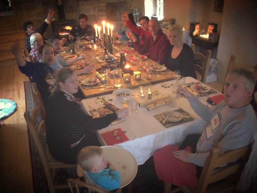 Christmas dinner table at Les Moulines (2014-12-25)