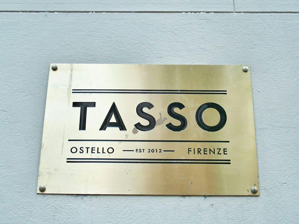 Sign of the Tasso Hostel in Florence, Italy (2015-07)