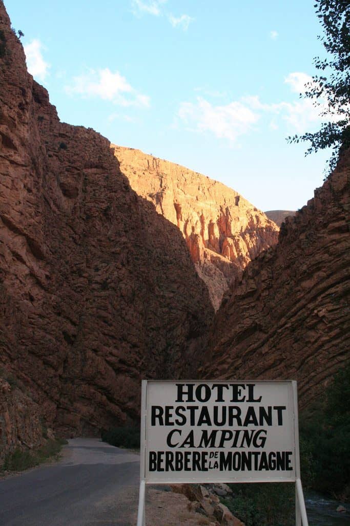 Sign for Berbere de la Montagne hotel restaurant, Morocco (2011-10)