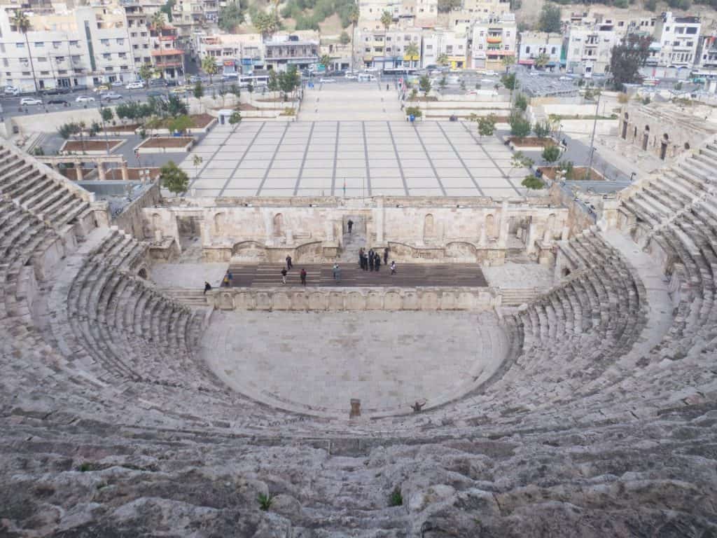 Looking down from the Roman amphitheater in Amman, Jordan (2016-12-19)