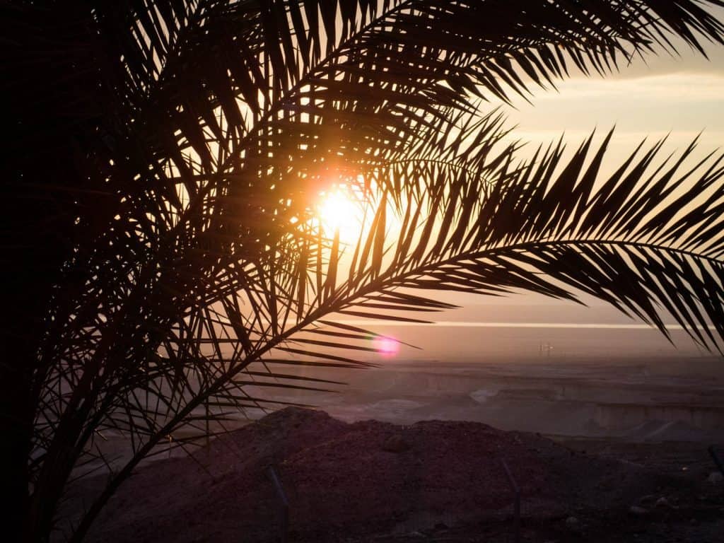 Sunset from my window at HI Hostel Masada National Park, Israel (2017-01-03)