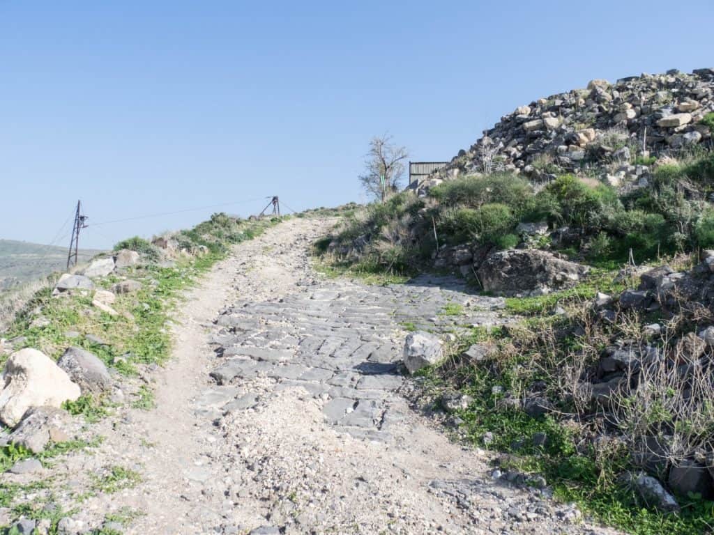 Walking up to the Roman ruins of Sussita Hippos, Sea of Galilee, Israel (2017-01-18)