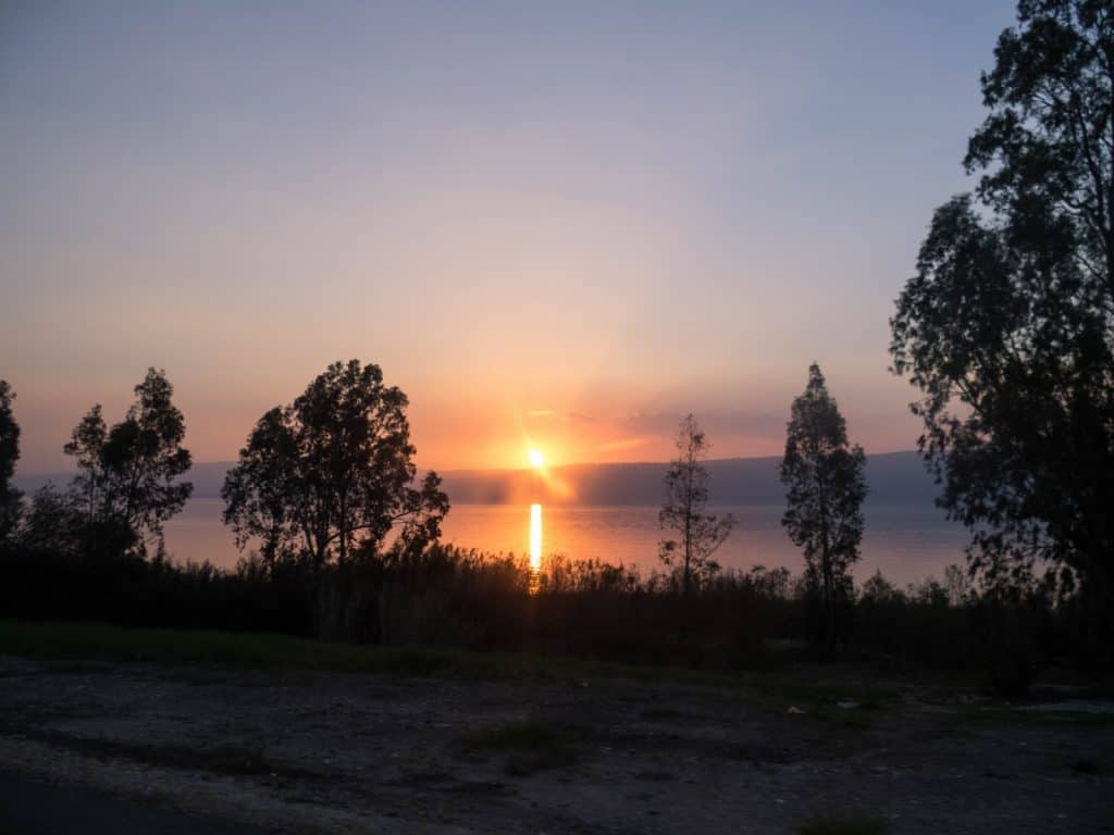 Sunset from the bus, Sea of Galilee, Israel (2017-01-18)