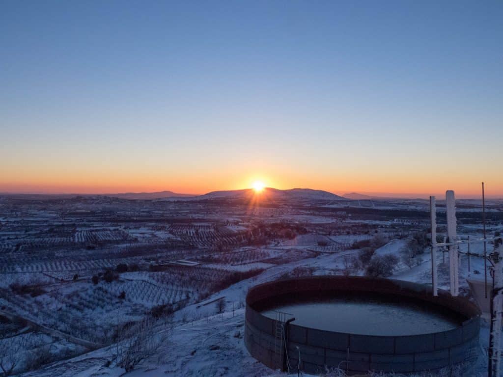 Snowy sunrise over Golan Heights, Mount Odem, Golan Heights, israel (2017-01-29)