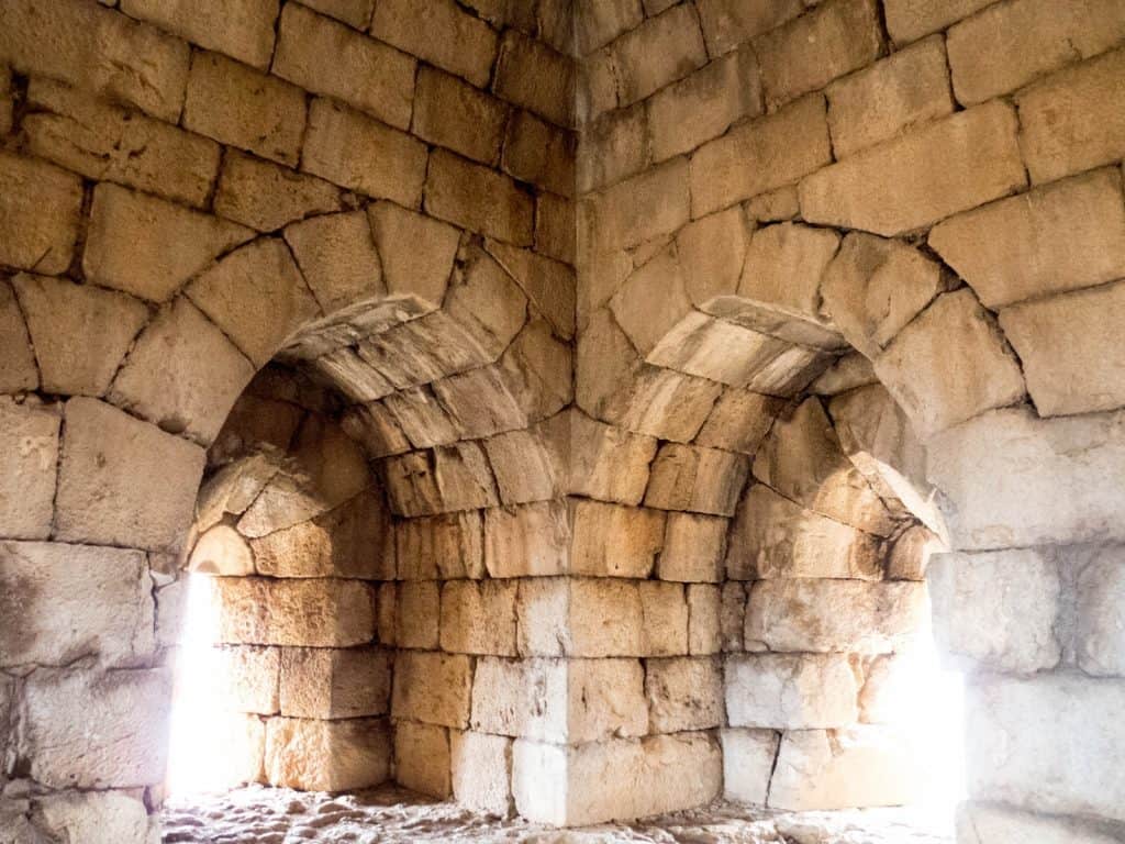 Inside the thick walls of Nimrod Fortress, Golan Heights, Israel (2017-01-30)