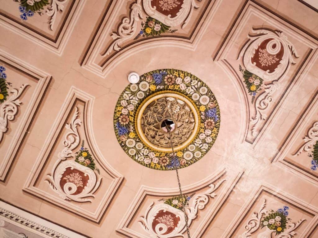 Painted ceiling at the Fauzi Azar Inn, Nazareth, Israel (2017-02-03)