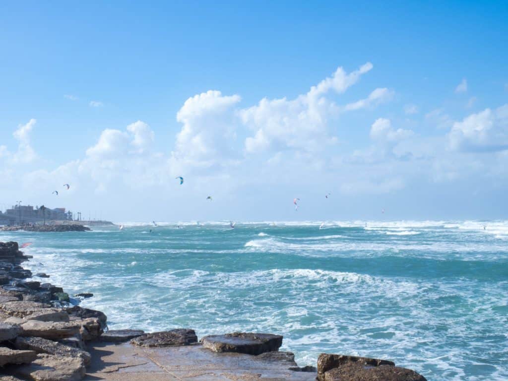 Bat Galim surfers, Haifa, Israel (2016-12)