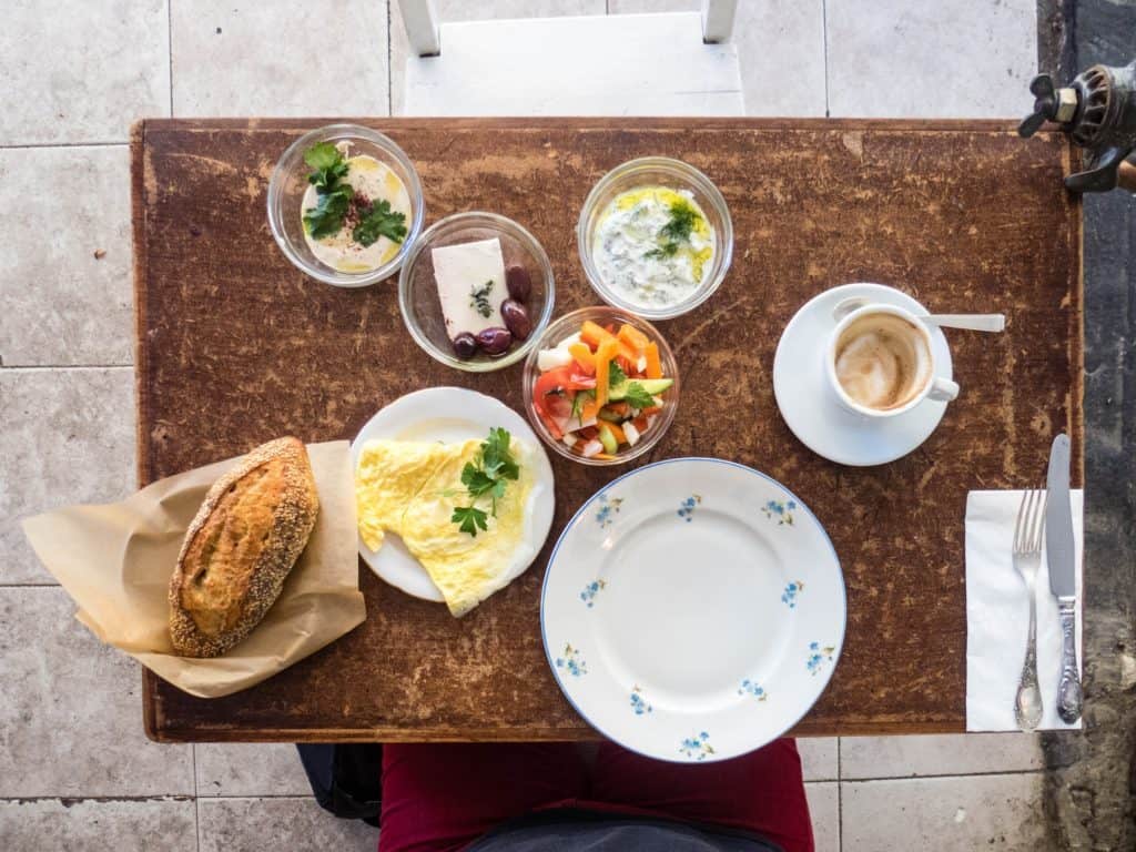 Breakfast at Talpyiot Café, Haifa, Israel (2016-12)