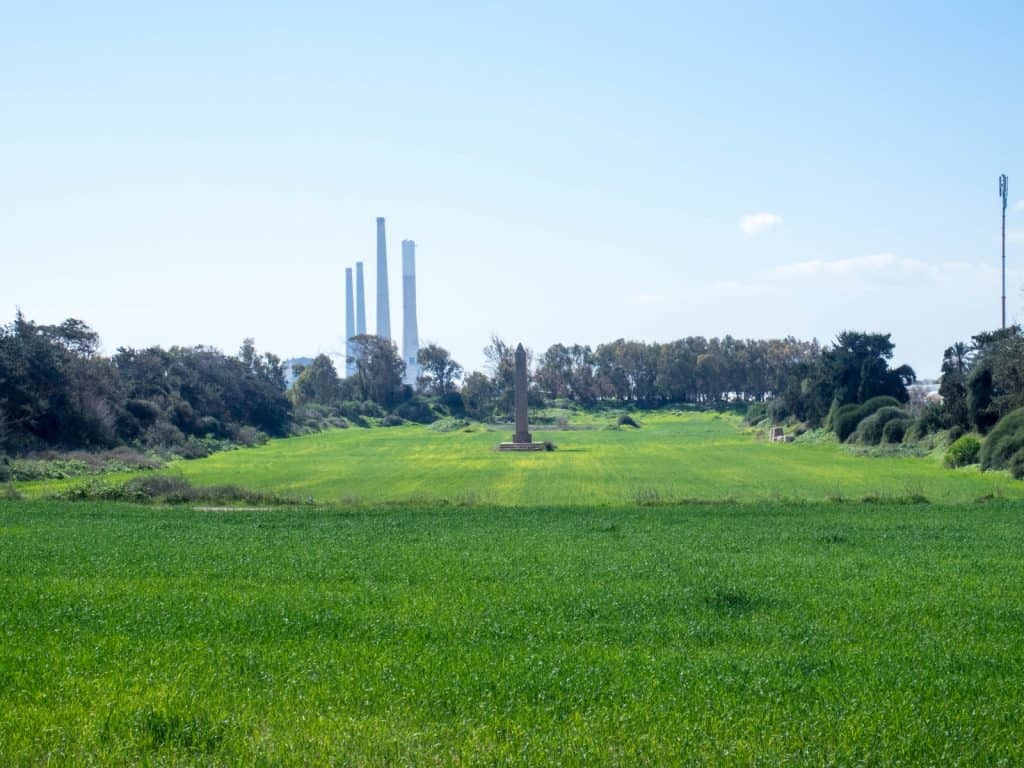 Pillar in a field, Caesarea, Israel (2017-02-17)