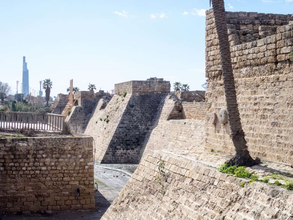 Crusader fort walls, Caesarea, Israel (2017-02-17)