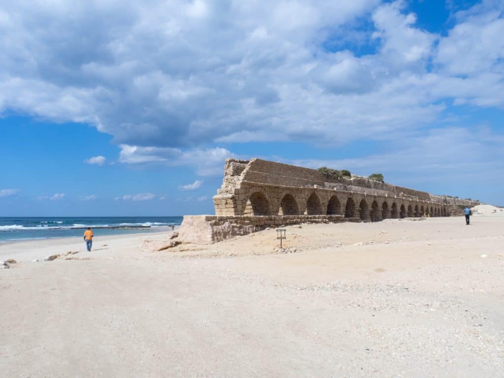 Aqueduct on the beach, Caesarea, Israel (2017-02-17)