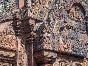 Intricate carvings at Banteay Srei, Angkor, Siem Reap, Cambodia (2017-04-10)