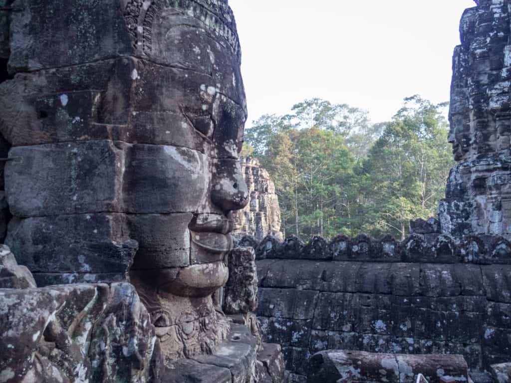 Buddha faces on Bayon Temple, Angkor Thom, Siem Reap, Cambodia (2017-04-13)