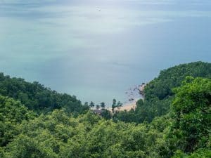 Look down into a bay on Monkey Peak peninsula, Da Nang, Vietnam (2017-06)