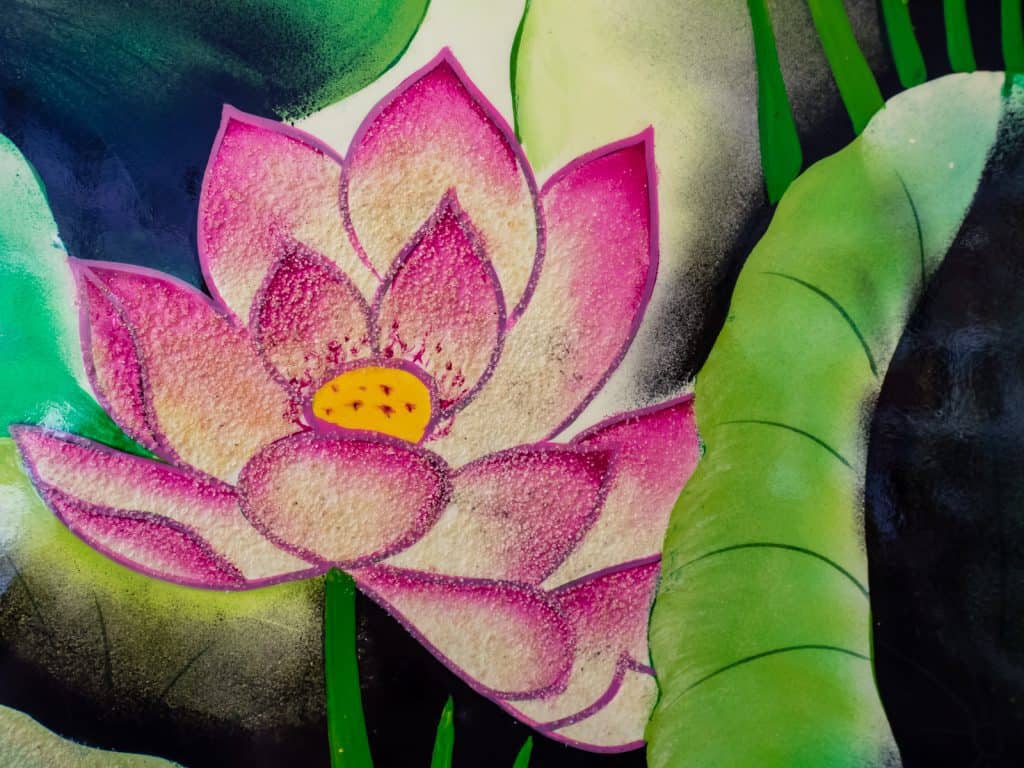 Lotus flower in ceramics art at Ho Chi Minh Museum, Hanoi, Vietnam (2017-07)