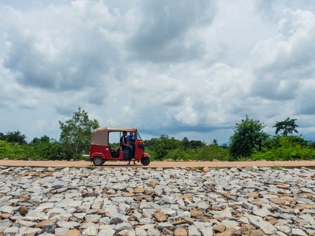 Mr. Somnang and his red tuk-tuk, Kep, Cambodia (2017-04-29)