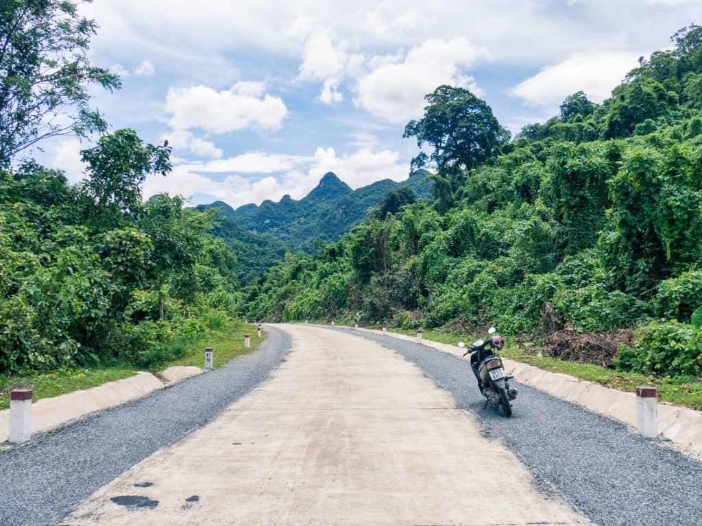 My lone scooter on the Ho Chi Minh Highway, Phong Nha, Vietnam (2017-06)