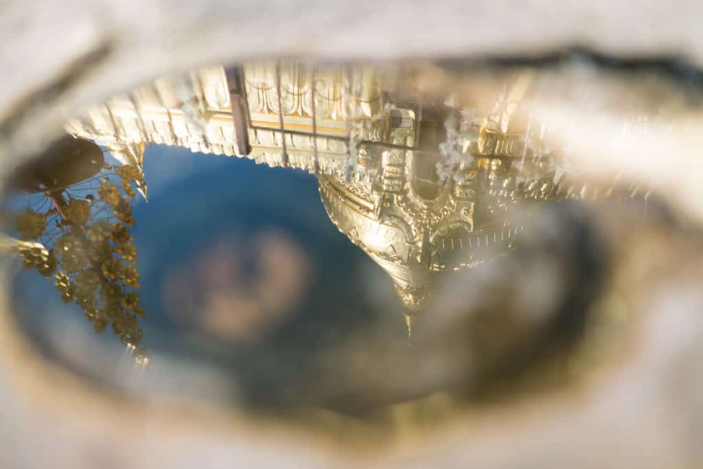 Reflection pool at Shwezigon Pagoda, Bagan, Myanmar (2017-09)