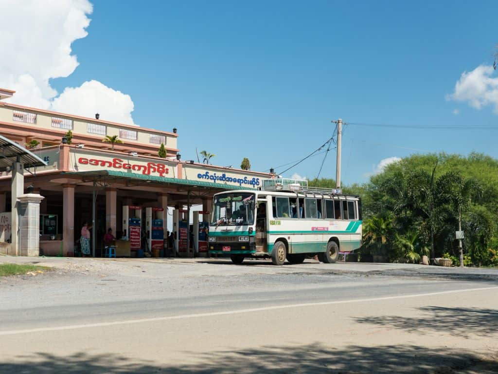 Bus stop on the way into Inwa, Mandalay, Myanmar (2017-09)