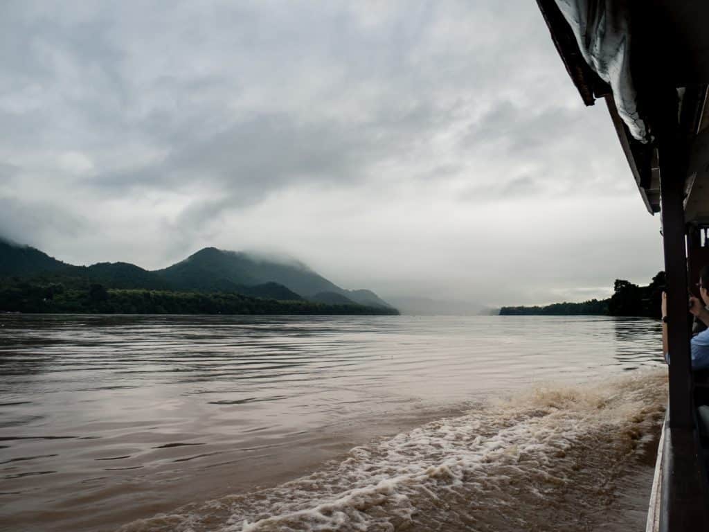 Rain clouds gathering, Luang Say Mekong river cruise, Luang Prabang to Huang Say, Laos (2017-08)