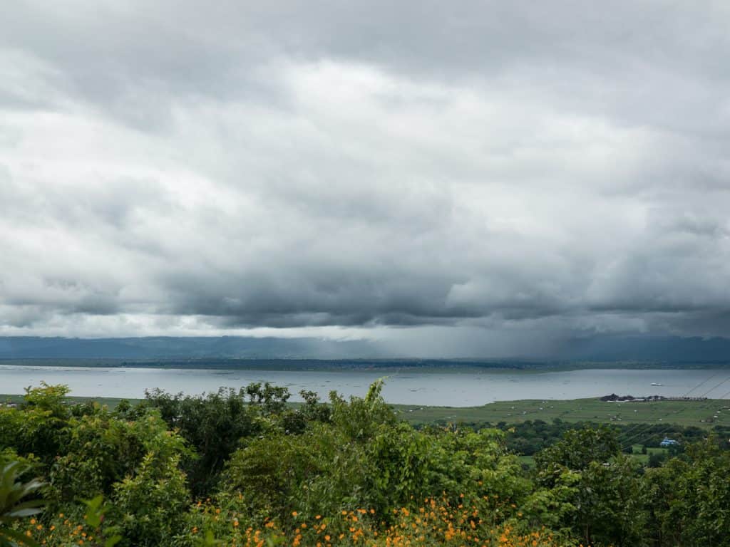 Inle Lake bike tour: View from the top pagoda at Maing Thauk Forest Monastery, Myanmar (2017-10)