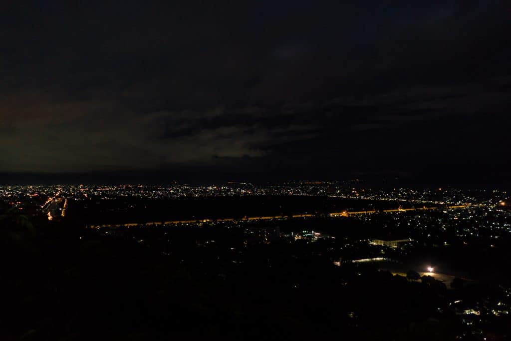 Night over Mandalay with Royal Palace in the center, Myanmar (2017-09)