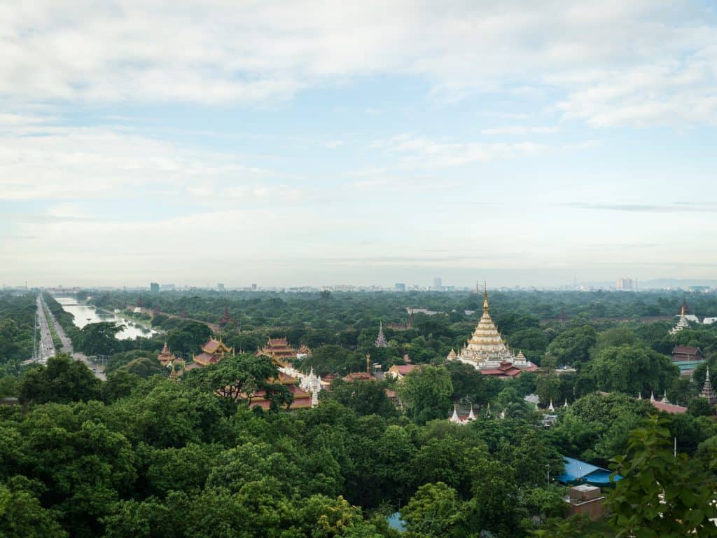 View of the Royal Palace from Mandalay Hill, Myanmar (2017-09)