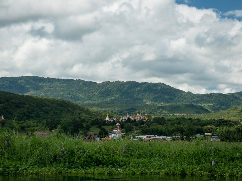 Inle Lake boat tour: View of Taung Tho Kyaung, Myanmar (2017-10)