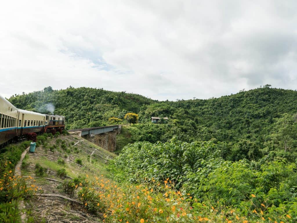 Myanmar train travels: On the slow train Shwenyaung (Inle Lake) to Thazi, Myanmar (2017-10)