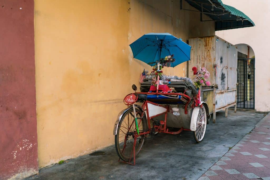 Colorful bicycle riksha - George Town, Penang, Malaysia - 20171217-DSC02884