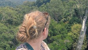 Carola on top of Belalong Canopy Walk during Ulu Temburong National Park tour, Brunei