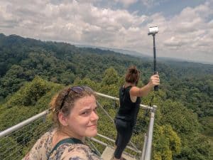 Carola on top of Belalong Canopy Walk during Ulu Temburong National Park tour, Brunei