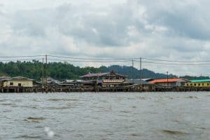 Purple house at Kampong Ayer water village, Bandar Seri Begawan, Brunei-Darussalam