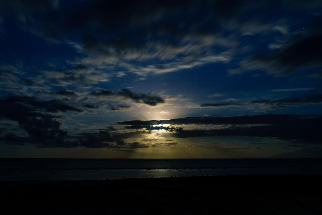 Full moon off the Beloi beach, Atauro, East Timor