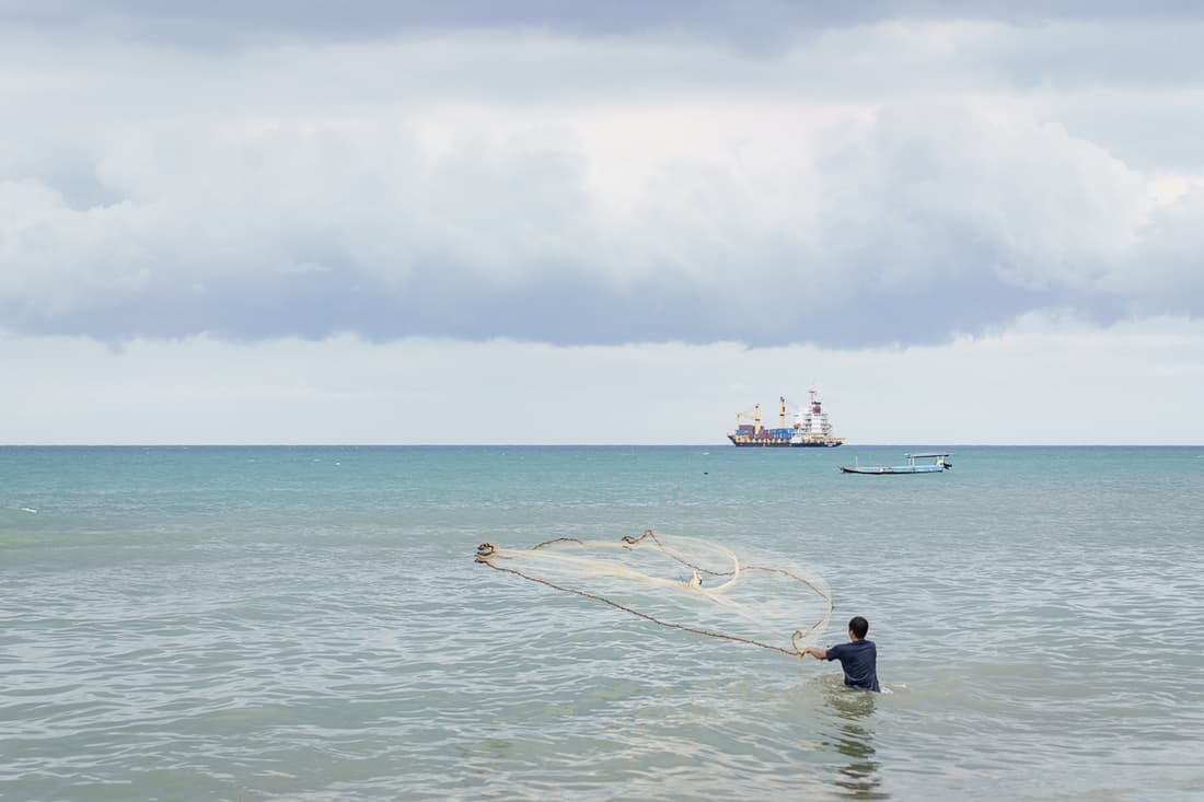 Fisherman off the Dili beach, East Timor