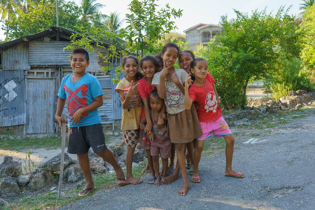 Kids on the way to Baucau beach, East Timor