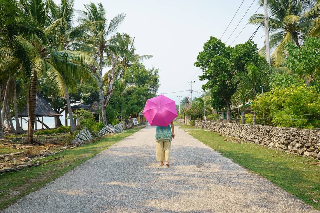 Carola on the main road in Com, East Timor