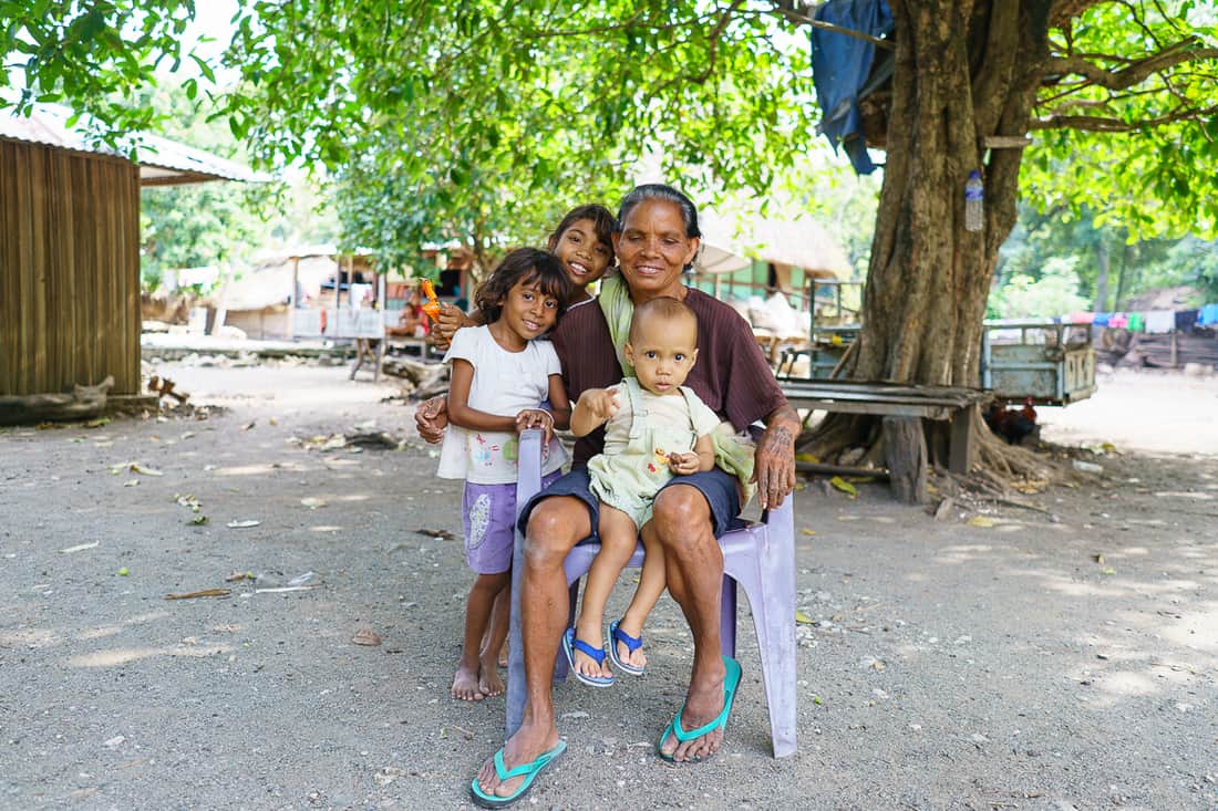 Grandma and grandchildren at Suai Loro village, East Timor