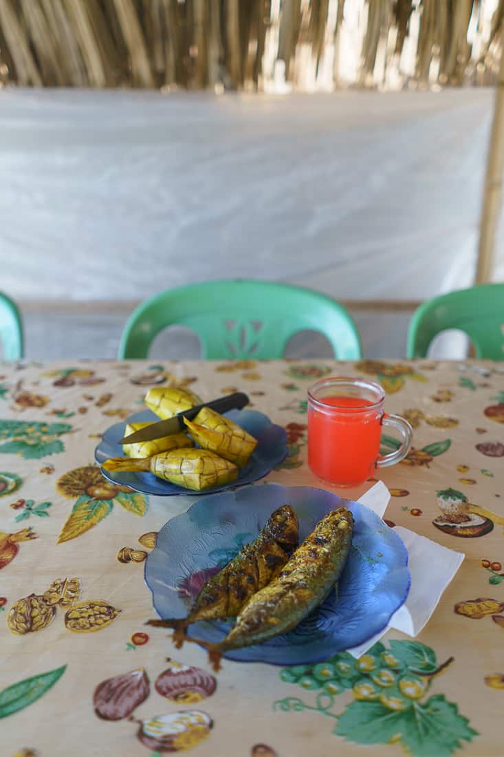 Fish and rice lunch at Suai beach, East Timor