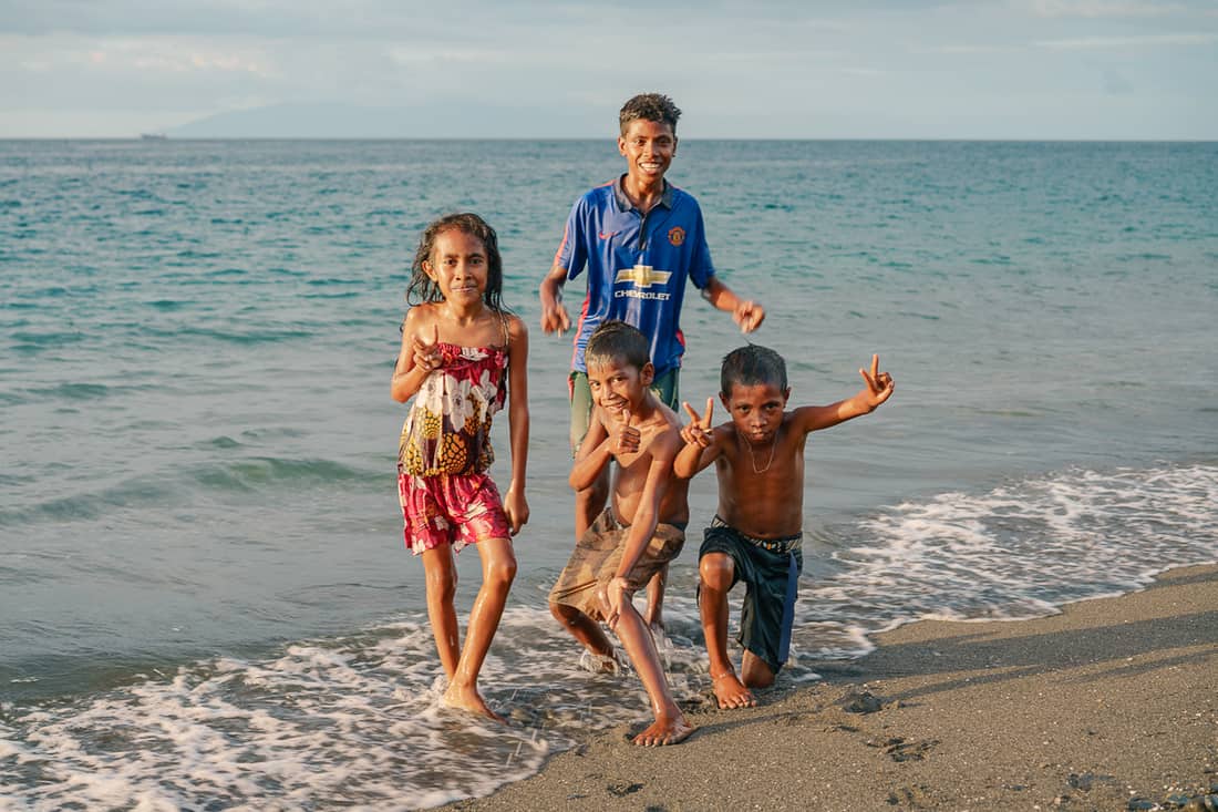 Kids at sunset on Liquica's Lauhata beach, East Timor