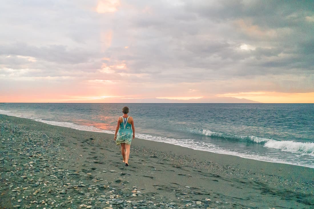 Carola at sunset on Liquica's Lauhata beach, East Timor