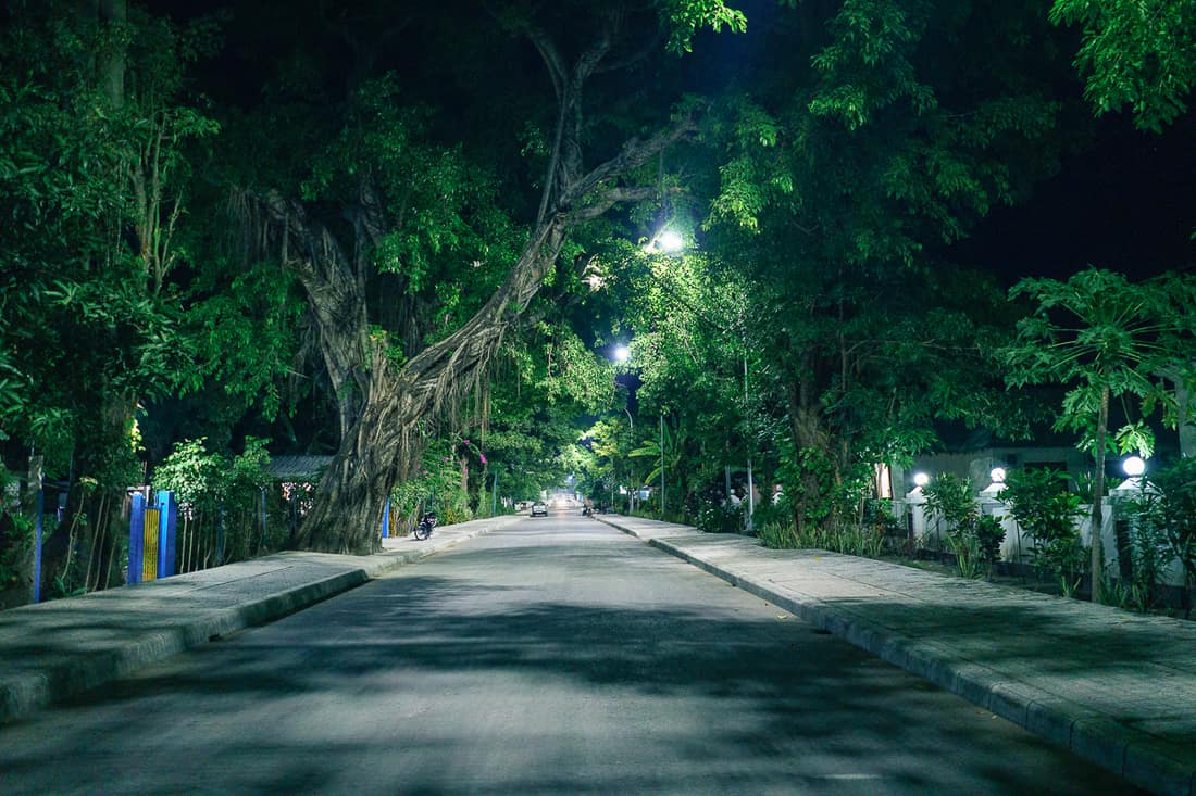 Downtown Pante Macassar main road at night,  Oecusse, East Timor